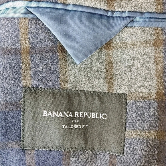 Banana Republic Wool Blazer Jacket Men 42 Long Plaid Unstructured Tailored Fit - Picture 13 of 15